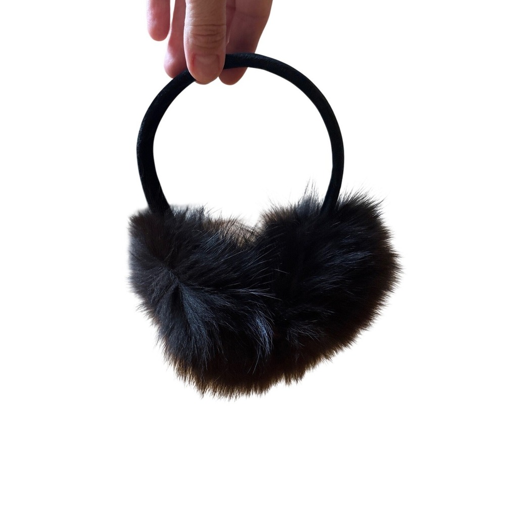 Earmuffs Women Black Faux Fur Winter Accessory SIZE OS